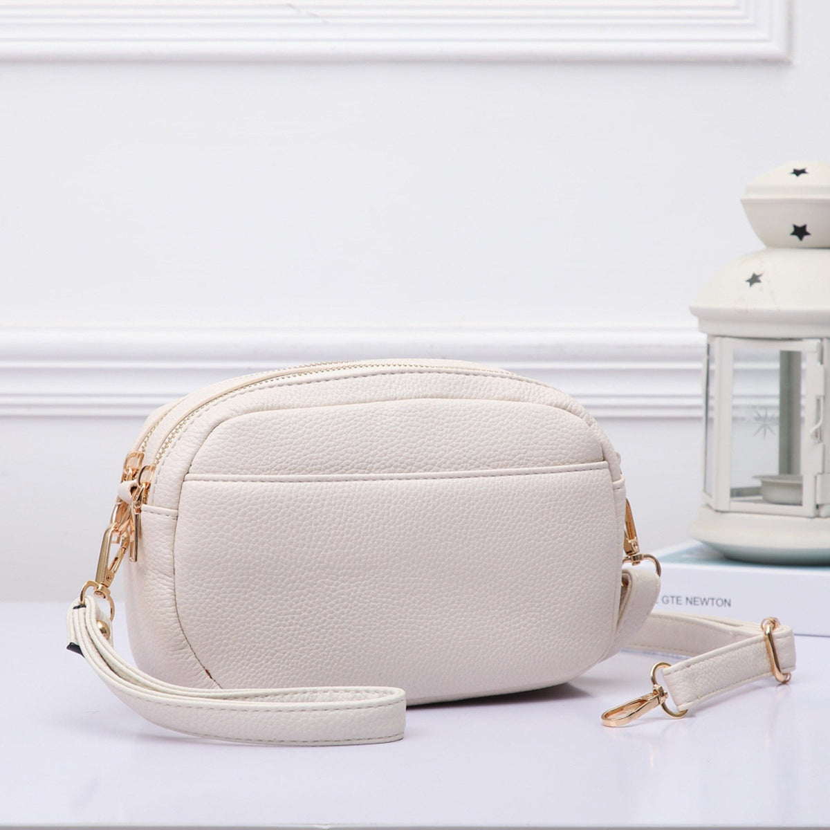 TG10281 Grace Front Pocket Double Zipper Crossbody Bag - MiMi Wholesale