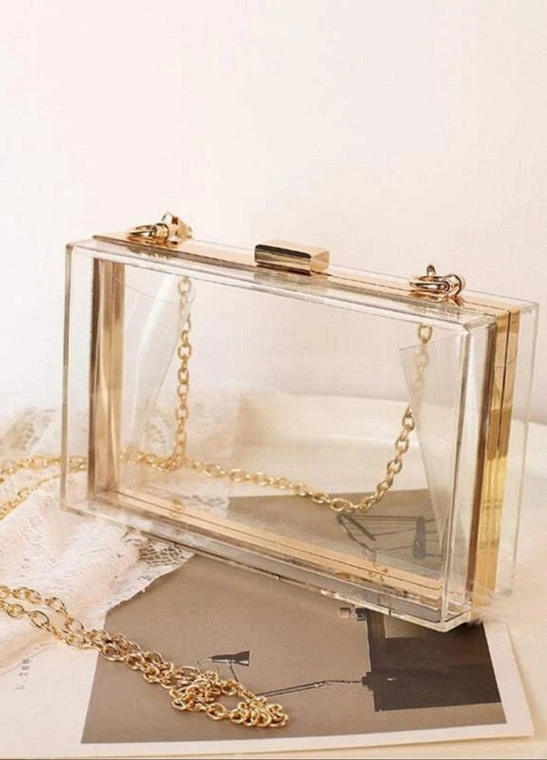 TG10306 Cindy Clear Box Clutch With Chain Strap - MiMi Wholesale