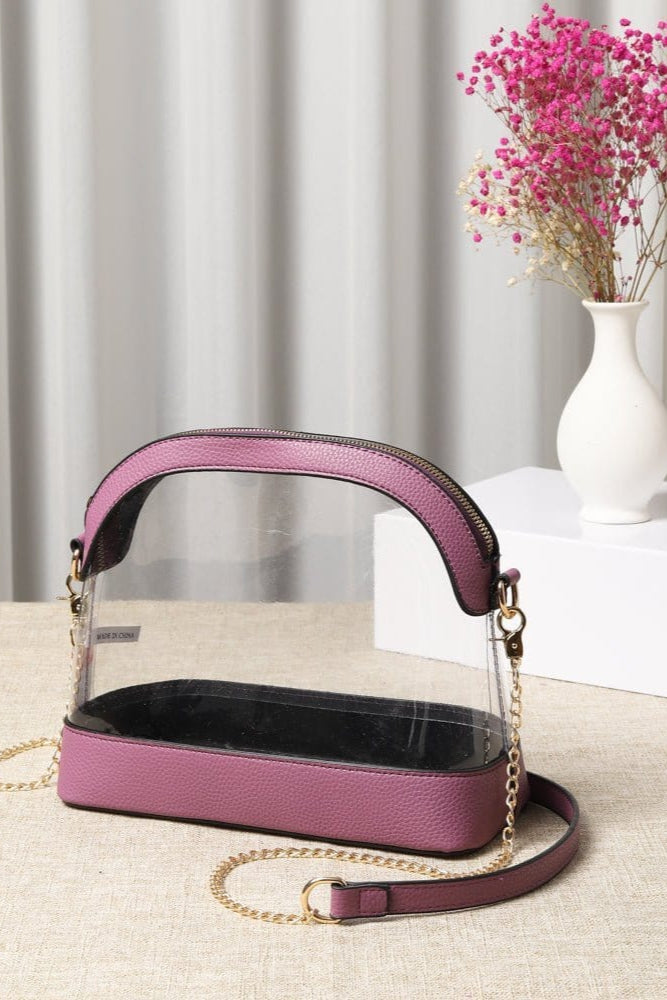 TG10434 Sienna Dome Clear Handbag With Chain Strap - MiMi Wholesale