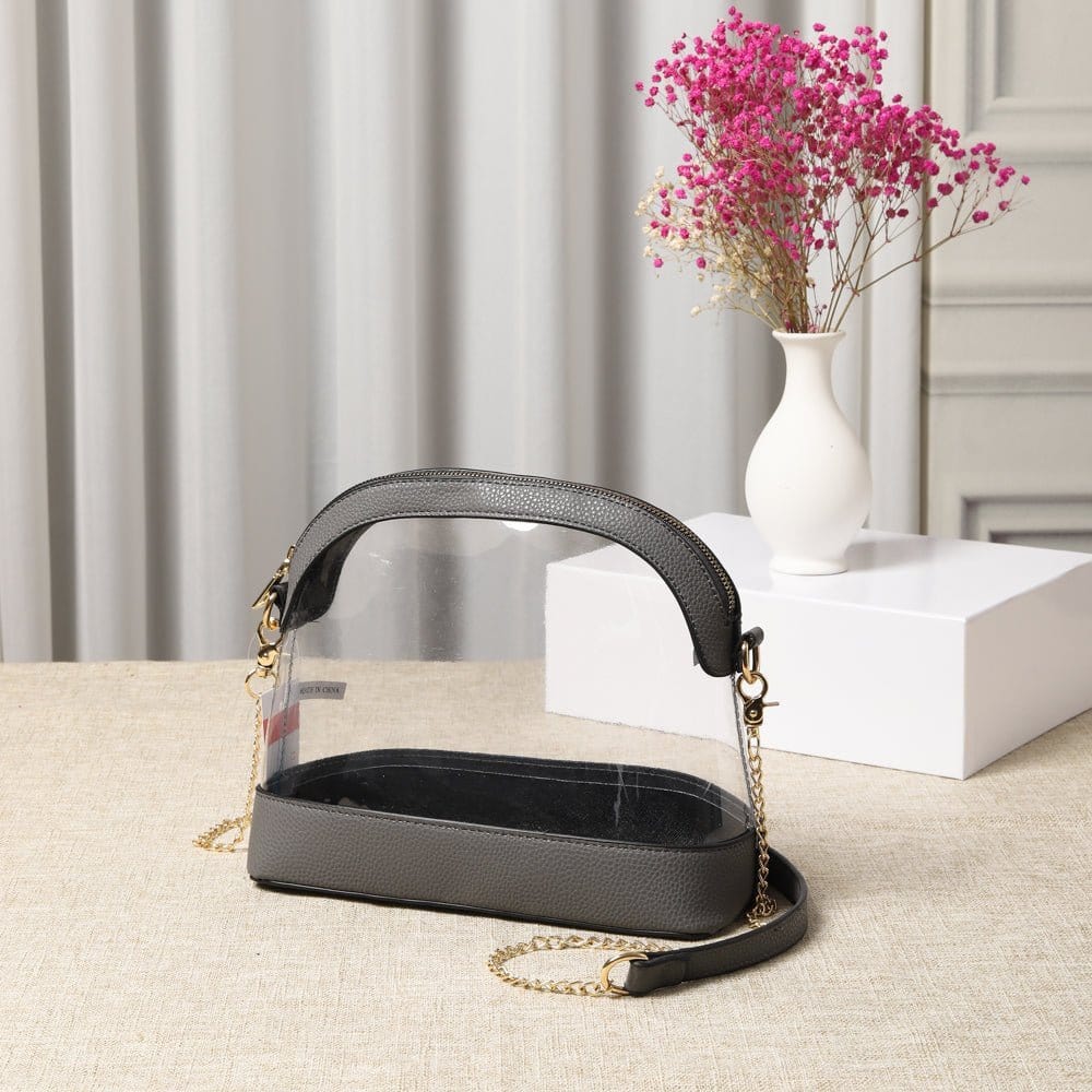 TG10434 Sienna Dome Clear Handbag With Chain Strap - MiMi Wholesale