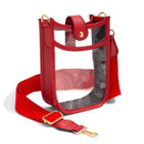 TG10444 Game Day Mini Clear Crossbody Bag With Leather Side Panels - MiMi Wholesale