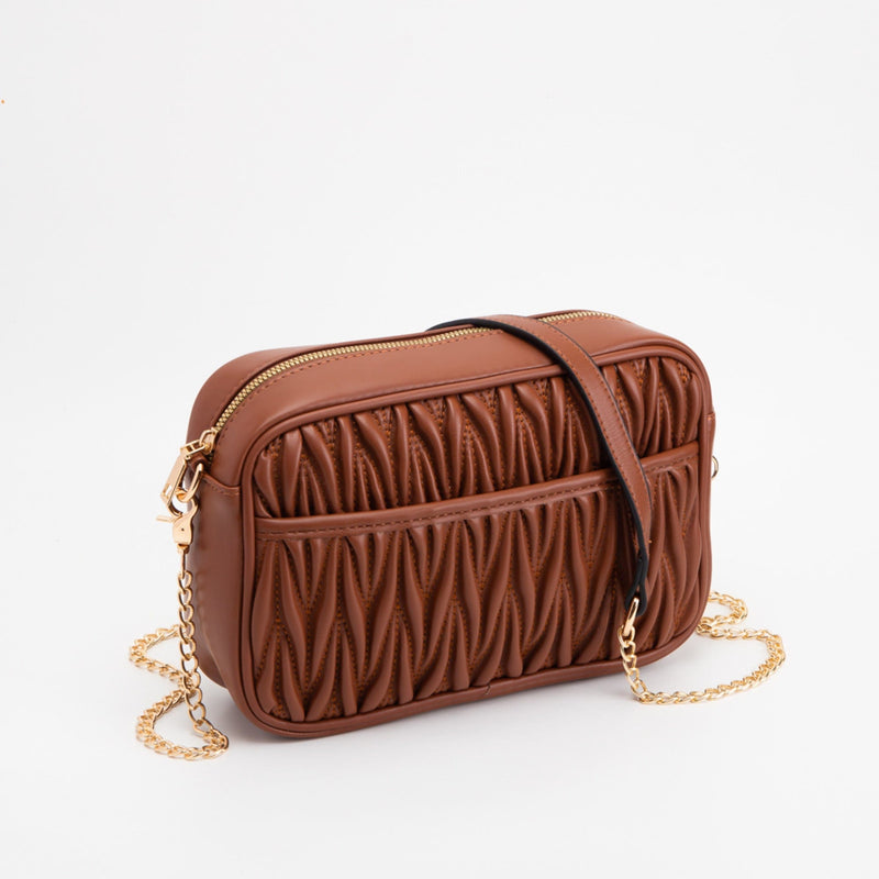 TG10542 Dana Textured Crossbody Bag With Chain Strap - MiMi Wholesale