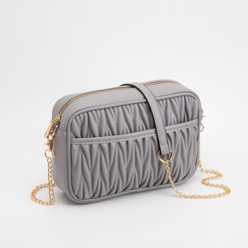 TG10542 Dana Textured Crossbody Bag With Chain Strap - MiMi Wholesale