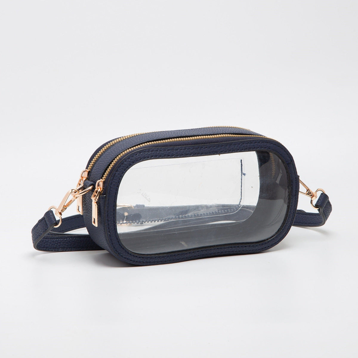TG10552 Double Zipper Oval Clear Gameday/Stadium Bag - MiMi Wholesale
