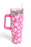 TUM801 Happy Face 40 Oz Tumbler With Handle - MiMi Wholesale