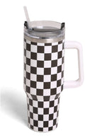 TUM802 Checkered 40 Oz Tumbler With Handle - MiMi Wholesale