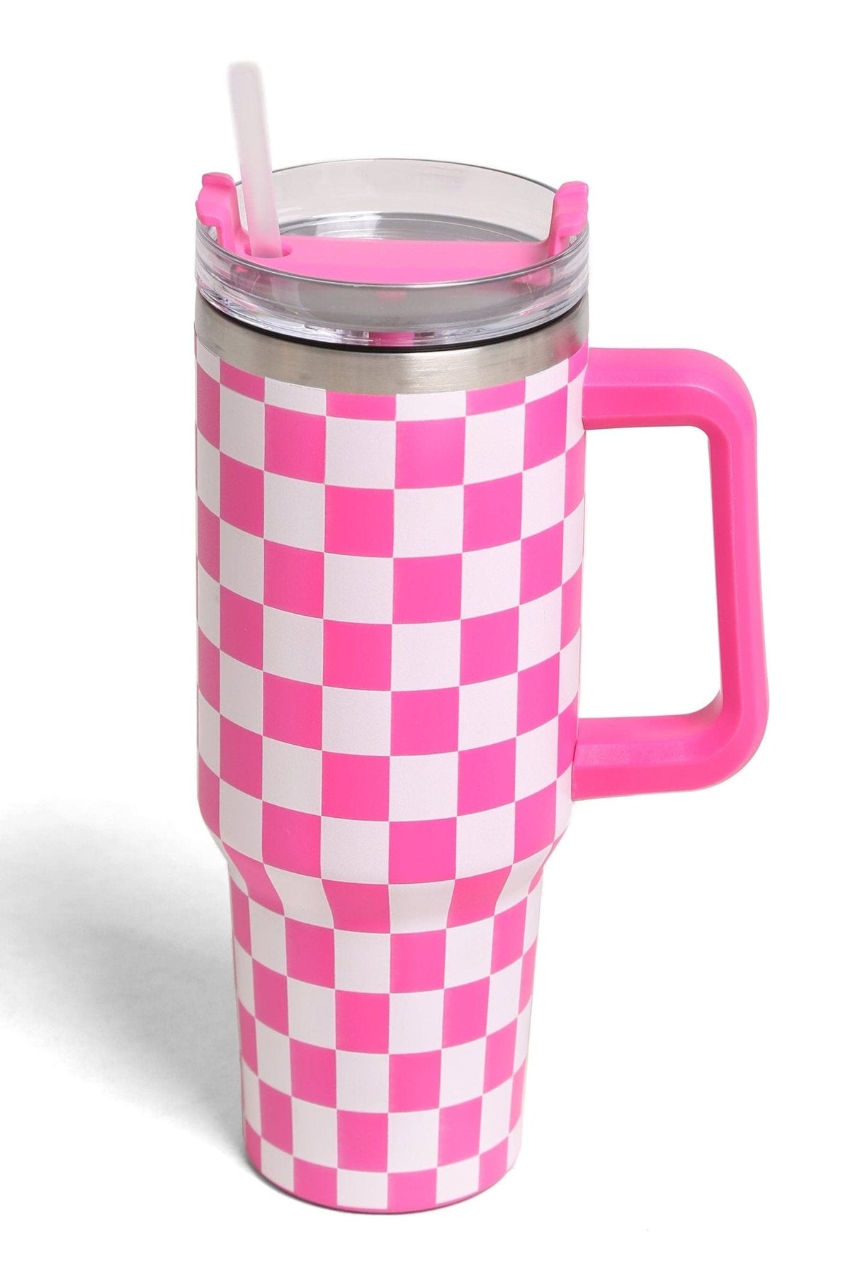 TUM802 Checkered 40 Oz Tumbler With Handle - MiMi Wholesale