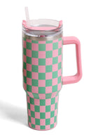TUM802 Checkered 40 Oz Tumbler With Handle - MiMi Wholesale