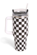 TUM802 Checkered 40 Oz Tumbler With Handle - MiMi Wholesale