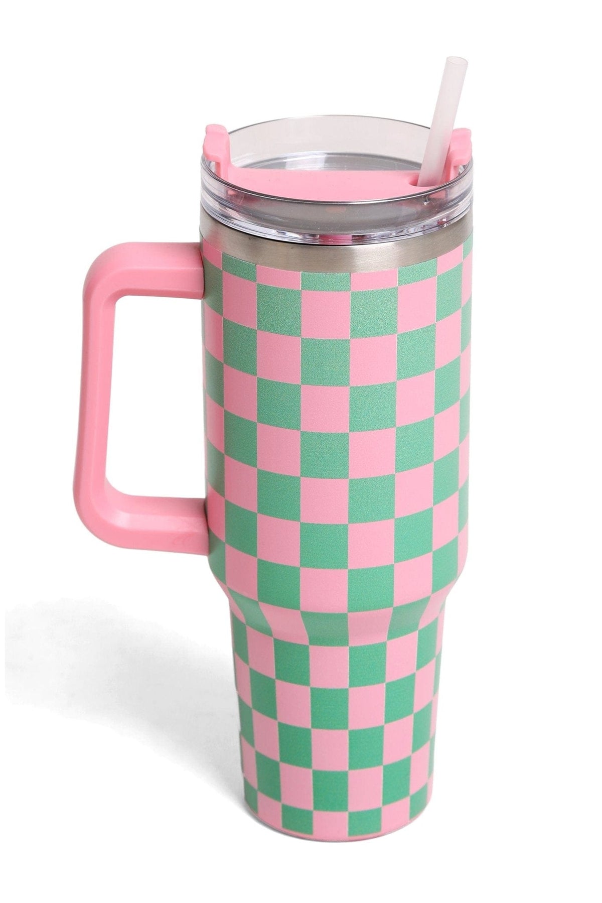 TUM802 Checkered 40 Oz Tumbler With Handle - MiMi Wholesale
