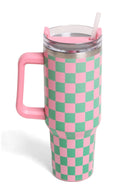 TUM802 Checkered 40 Oz Tumbler With Handle - MiMi Wholesale