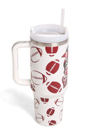TUM809 Baseball/Football Mom 40 Oz Tumbler With Handle - MiMi Wholesale
