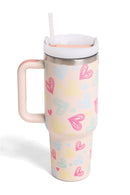 TUM822 3 Color Hearts 40 Oz Tumbler With Handle - MiMi Wholesale