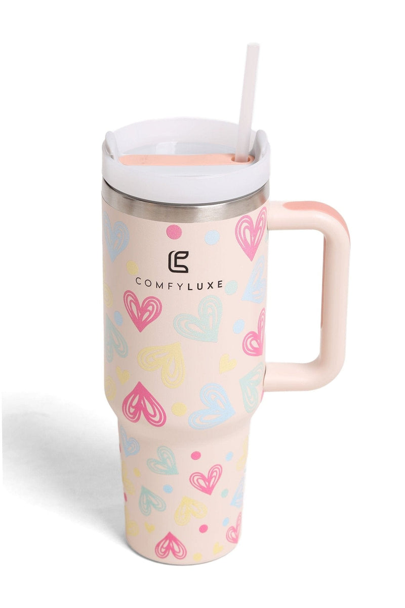 TUM822 3 Color Hearts 40 Oz Tumbler With Handle - MiMi Wholesale