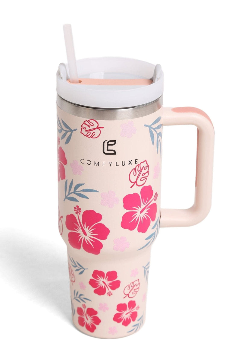 TUM833 Floral 40 Oz Tumbler With Handle - MiMi Wholesale