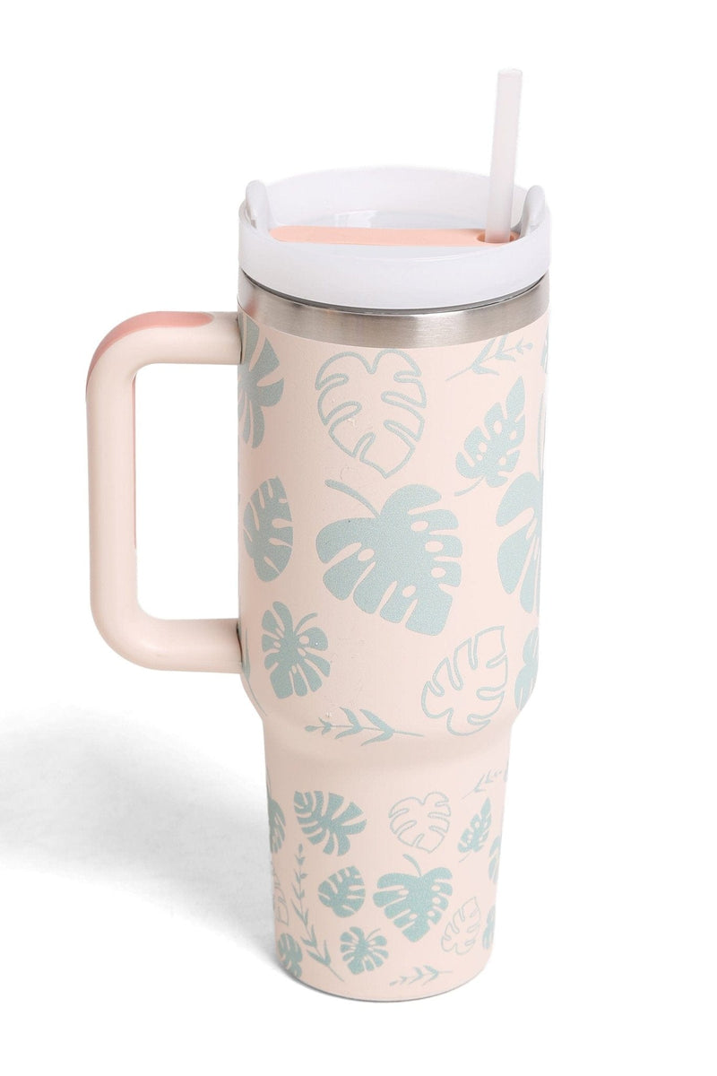 TUM838 Tropical Leaves 40 Oz Tumbler With Handle - MiMi Wholesale