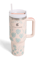 TUM838 Tropical Leaves 40 Oz Tumbler With Handle - MiMi Wholesale
