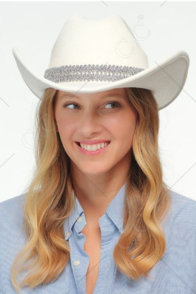 VCC0075 Maggie Cowboy Hat With Glitter Band - MiMi Wholesale