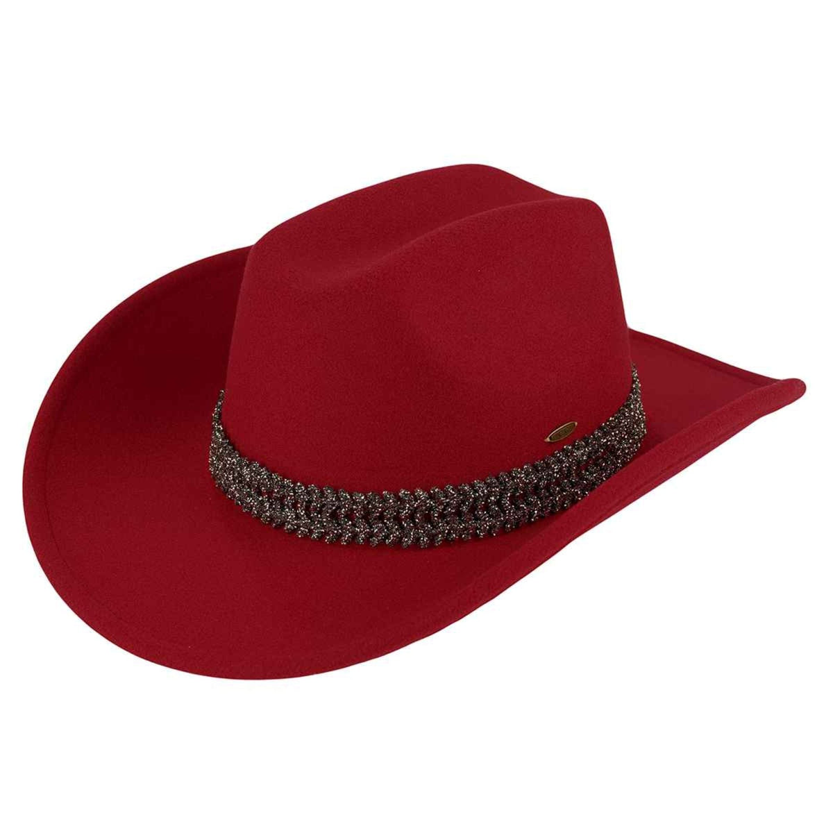 VCC0075 Maggie Cowboy Hat With Glitter Band - MiMi Wholesale