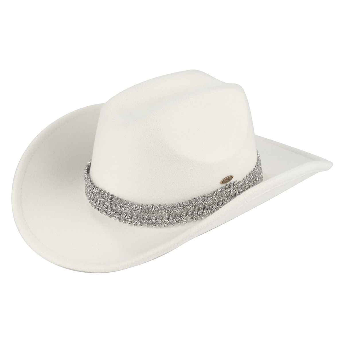 VCC0075 Maggie Cowboy Hat With Glitter Band - MiMi Wholesale