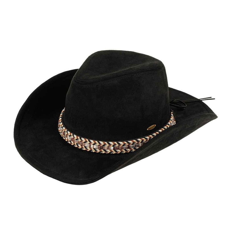 VCC0077 Anastasia Suede Cowboy Hat With Multi Thread Trim - MiMi Wholesale