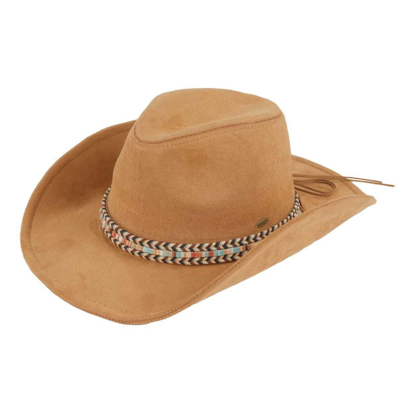 VCC0077 Anastasia Suede Cowboy Hat With Multi Thread Trim - MiMi Wholesale