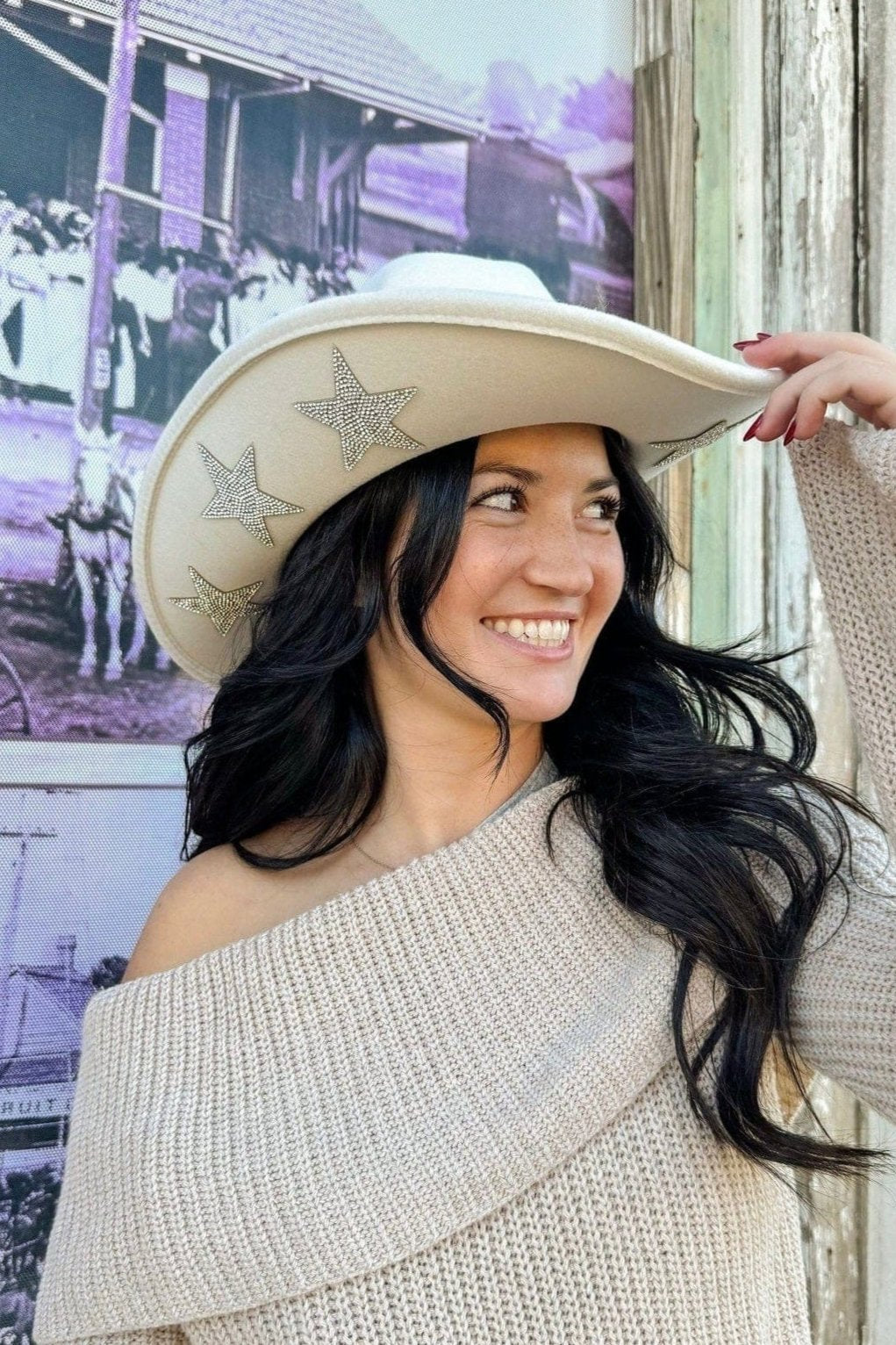 VCC0078 Hannah Star Rhinestone Cowboy Hat - MiMi Wholesale