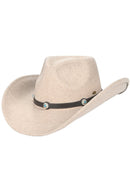 VCE0061 Felicia Felt Cowboy Hat With Aztec Bead Trim - MiMi Wholesale