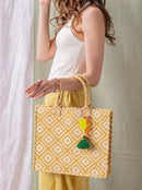 WBT210205 Charlotte Geometric Fabric Tote - MiMi Wholesale