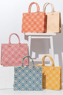 WBT210205 Charlotte Geometric Fabric Tote - MiMi Wholesale