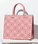 WBT210205 Charlotte Geometric Fabric Tote - MiMi Wholesale