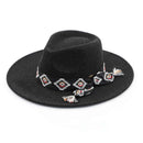 WF10 Gianna Felt Panama Hat With Aztec Band - MiMi Wholesale