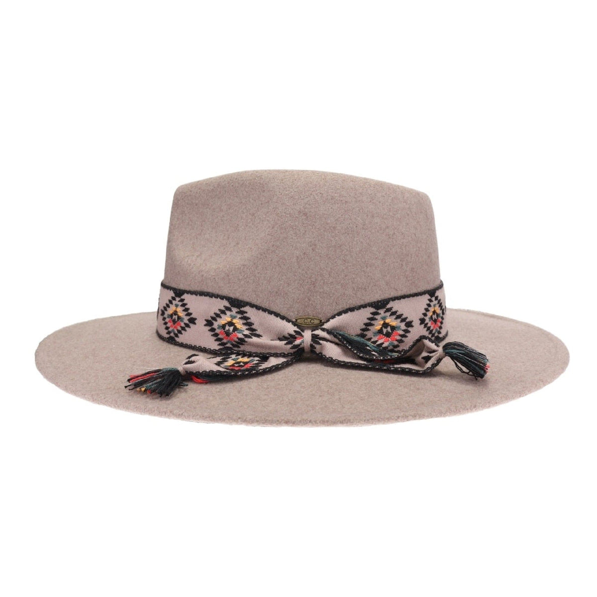 WF10 Gianna Felt Panama Hat With Aztec Band - MiMi Wholesale