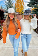 WF10 Gianna Felt Panama Hat With Aztec Band - MiMi Wholesale