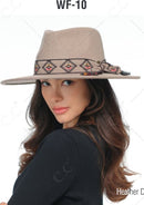 WF10 Gianna Felt Panama Hat With Aztec Band - MiMi Wholesale