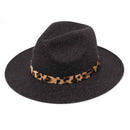 WF2 Teresa Wool Panama Hat With Leopard Trim - MiMi Wholesale