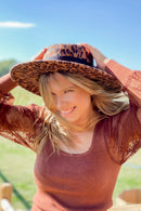 WF8 Mimi Felt Leopard Boater Hat - MiMi Wholesale