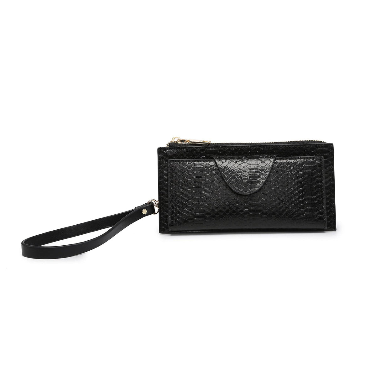 WL0004SNK Kyla Snake RFID Wallet w/ Snap and Zip Closure - MiMi Wholesale