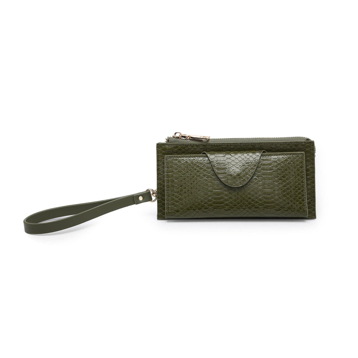 WL0004SNK Kyla Snake RFID Wallet w/ Snap and Zip Closure - MiMi Wholesale