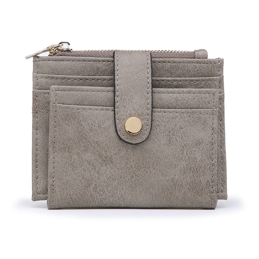 WL1904 Mini Snap Button Wallet & Cardholder w/ Zipper Pocket - MiMi Wholesale