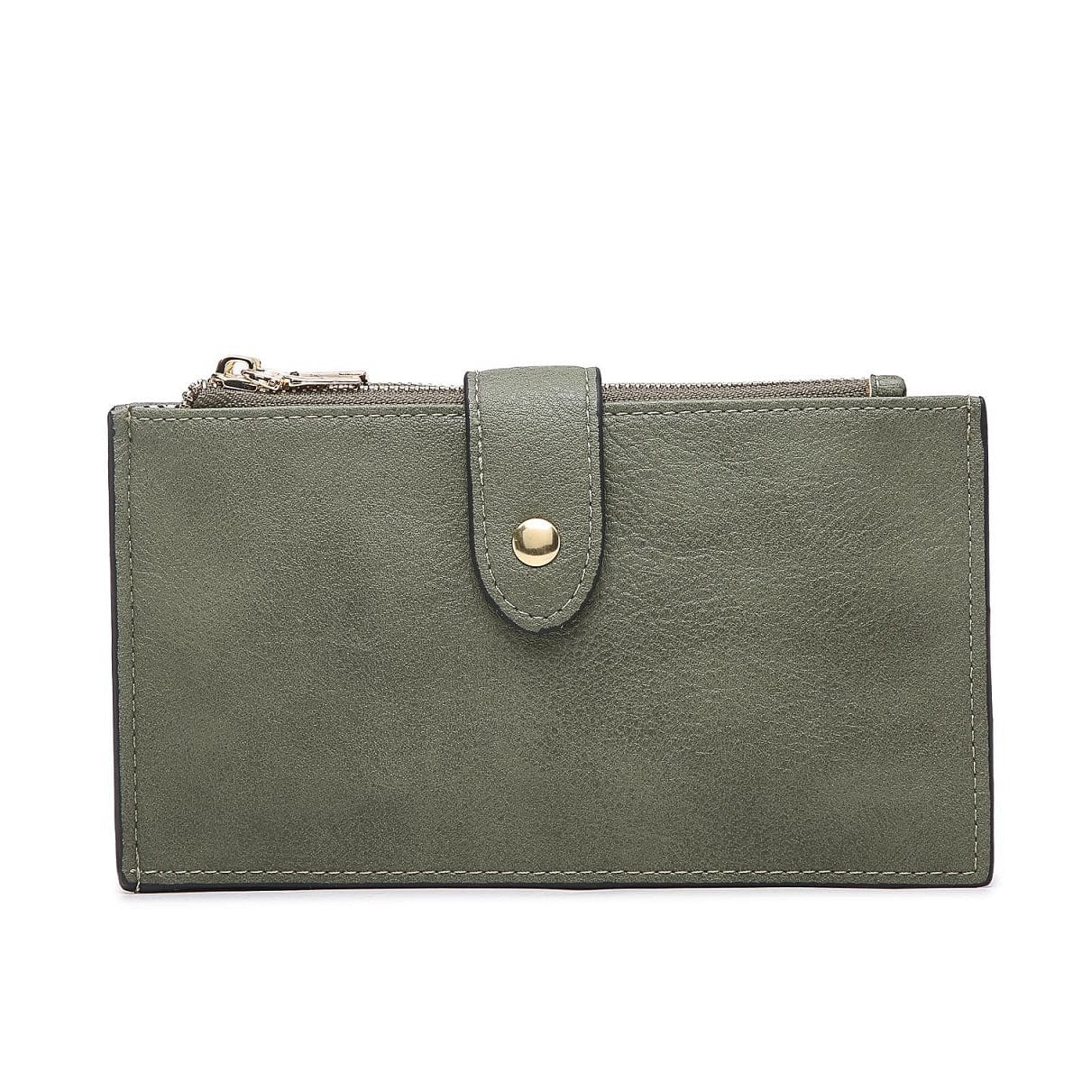 WL1969RF Two Compartment Snap Button Wallet w/ Zipper - MiMi Wholesale