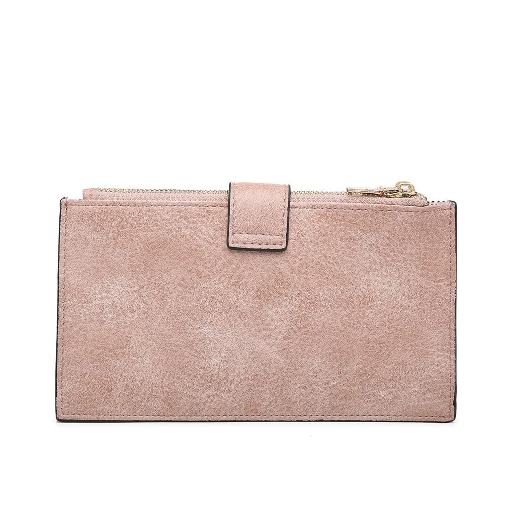 WL1969RF Two Compartment Snap Button Wallet w/ Zipper - MiMi Wholesale