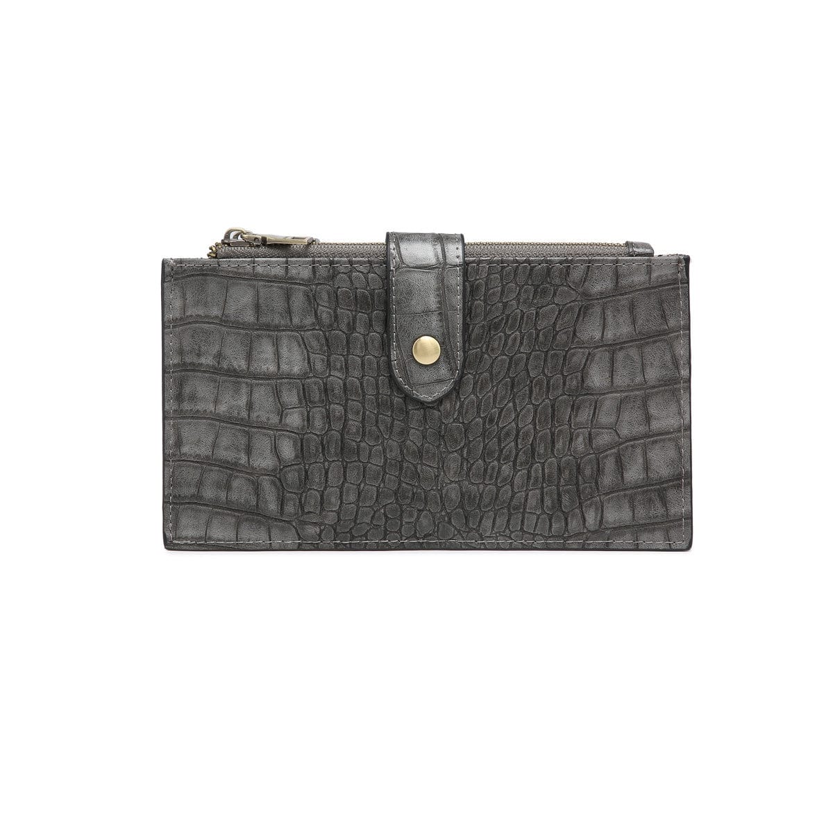 WL1969RF Two Compartment Snap Button Wallet w/ Zipper - MiMi Wholesale