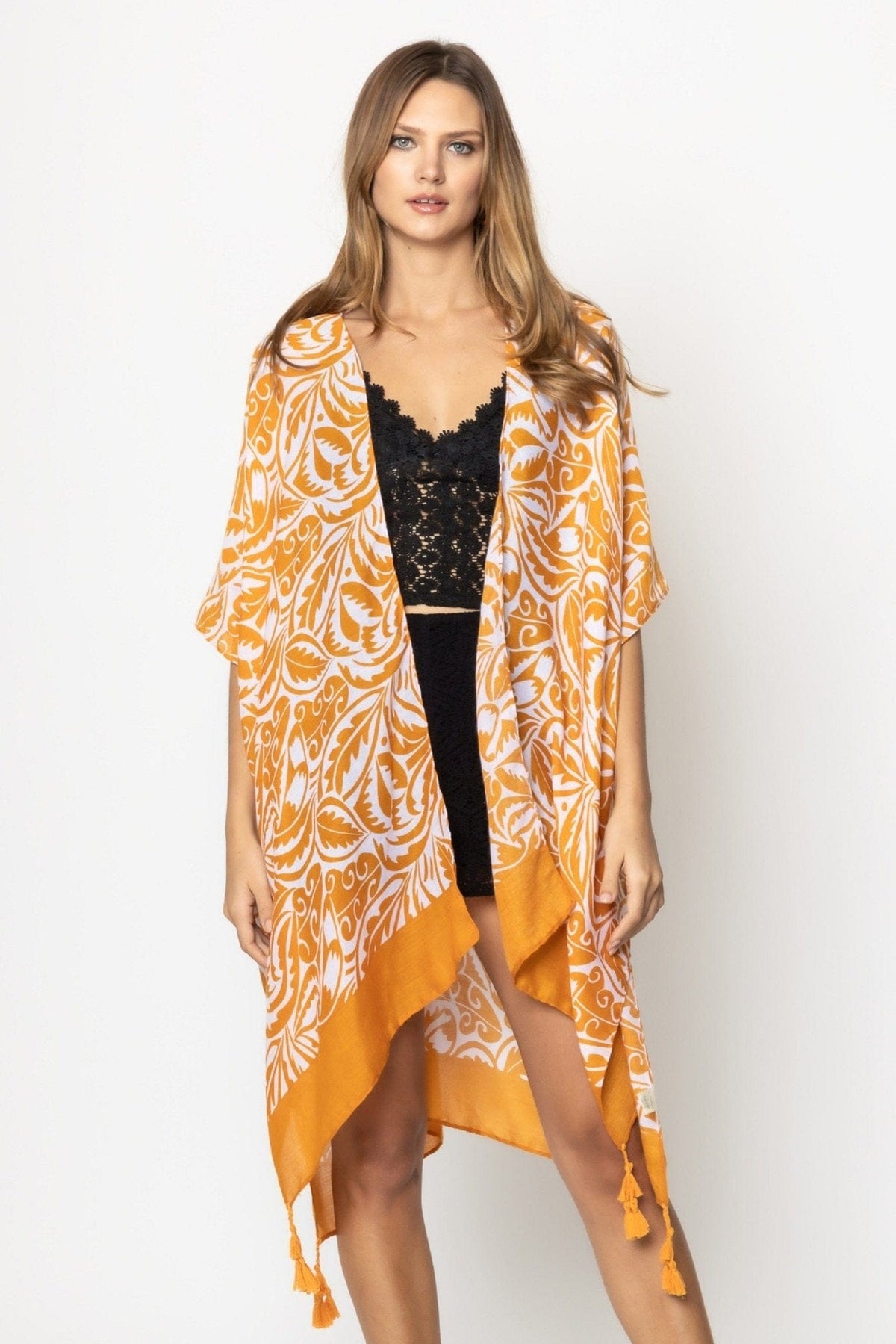 WLK310059 Fiona Floral Paisley Print Kimono - MiMi Wholesale