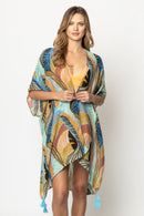 WLK310065 Portia Palm Leaf Print Kimono - MiMi Wholesale