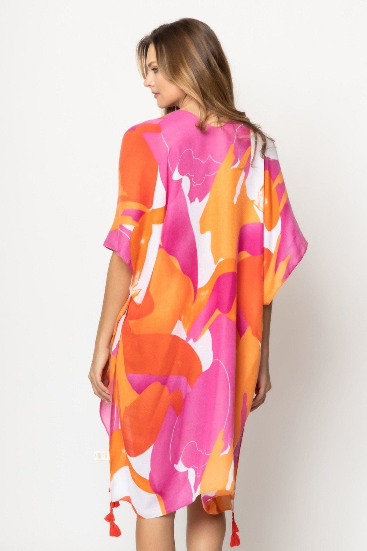 WLK310073 Colorful Abstract Print Kimono - MiMi Wholesale