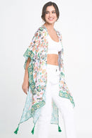 WLK310370 Francesca Floral Print Kimono - MiMi Wholesale