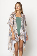 WLK310388 Winona Watercolor Print Kimono - MiMi Wholesale