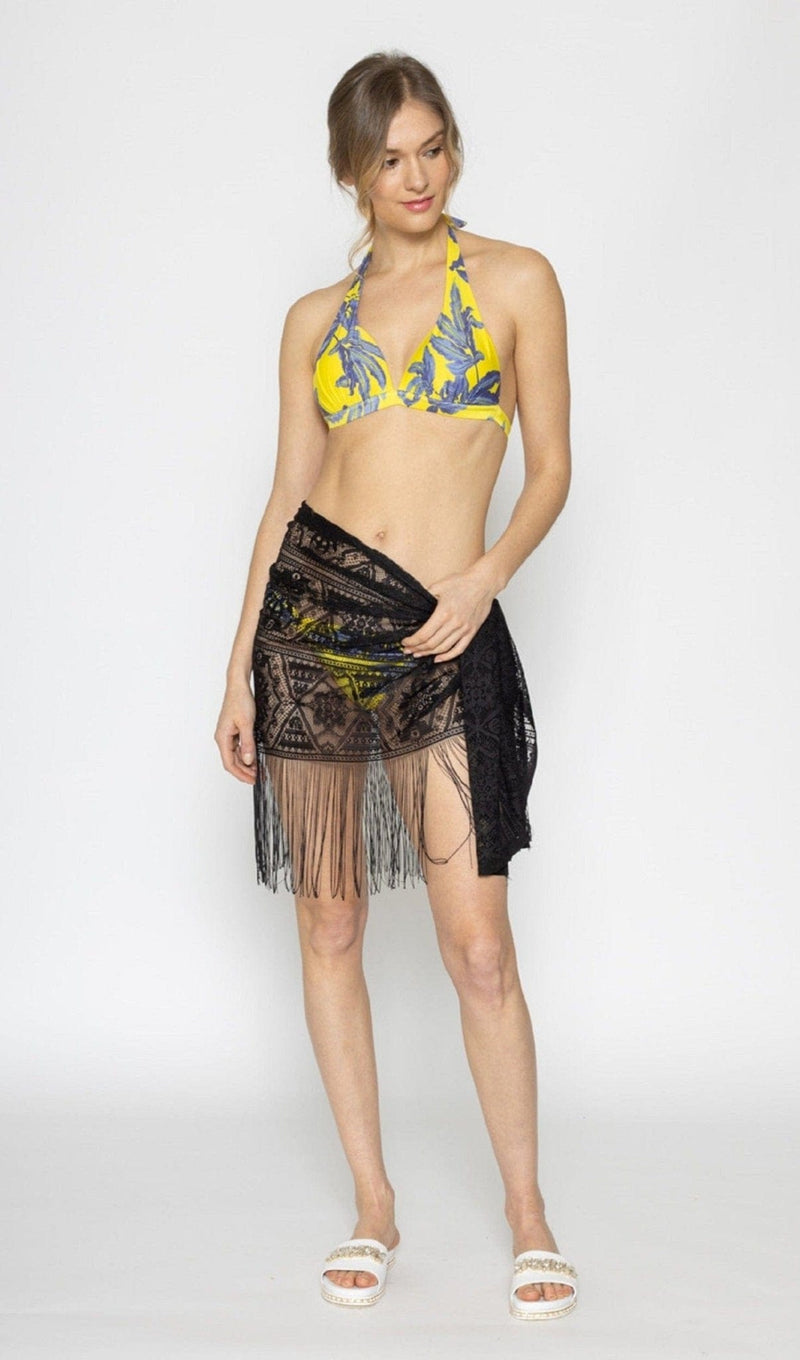 WLS210174 Stacy Mesh Fringe Sarong - MiMi Wholesale