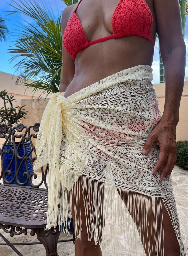 WLS210174 Stacy Mesh Fringe Sarong - MiMi Wholesale